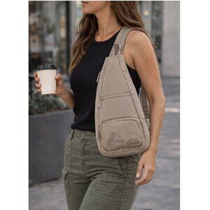 NWOT Reebok Taupe Sling Backpack Crossbody Travel Bag